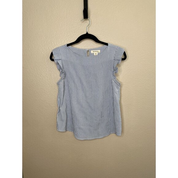 Monteau Womens Striped Blue Blouse Medium Polyester Sleeveless round neck - Picture 1 of 7